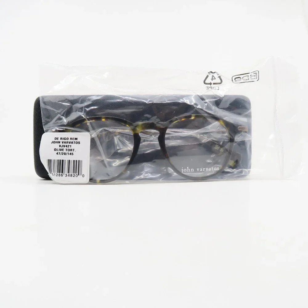 John Varvatos VJV421 47mm Olive Tortoise Oval New Men's Eyeglasses. - Picture 7 of 8